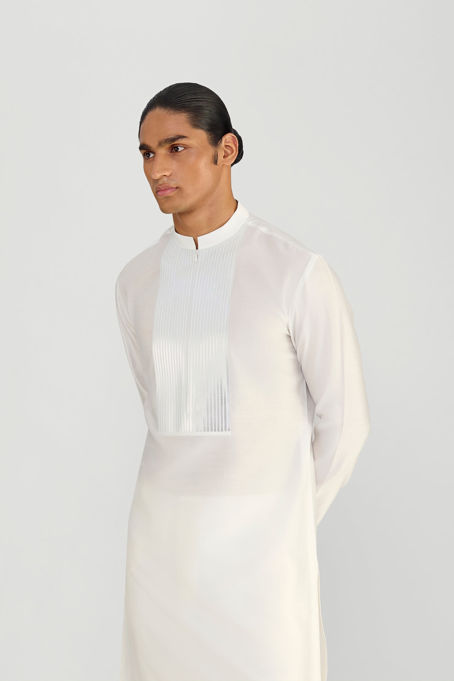 Metallic Micropleated Chanderi Silk Kurta Set