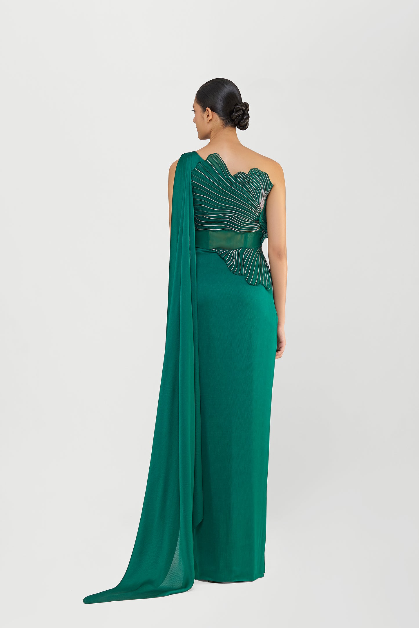 Corded Coral Saree