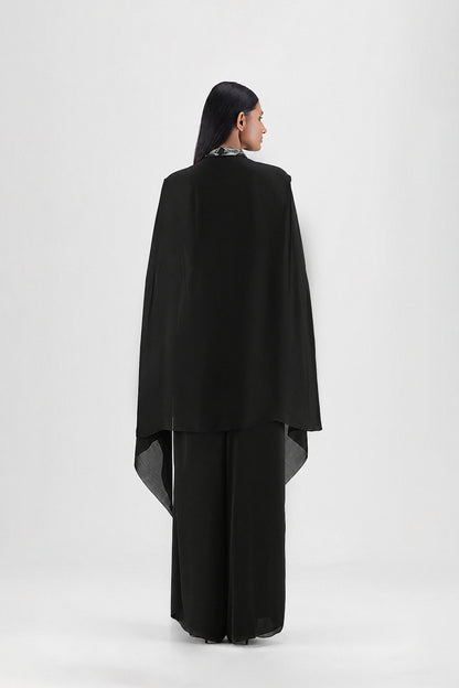 Metallic Structured Cape With Beads