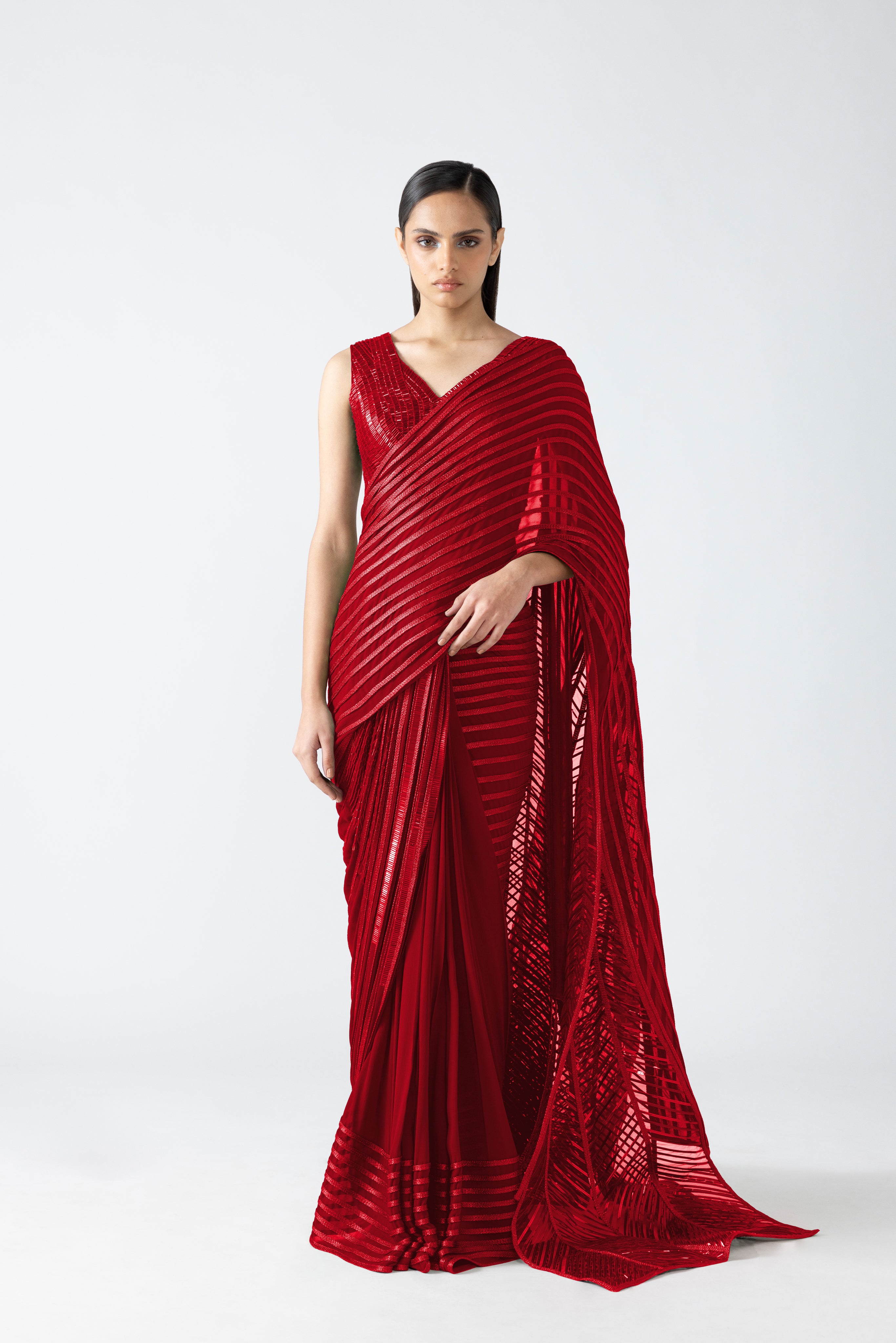 Moulded Top And Draped Saree