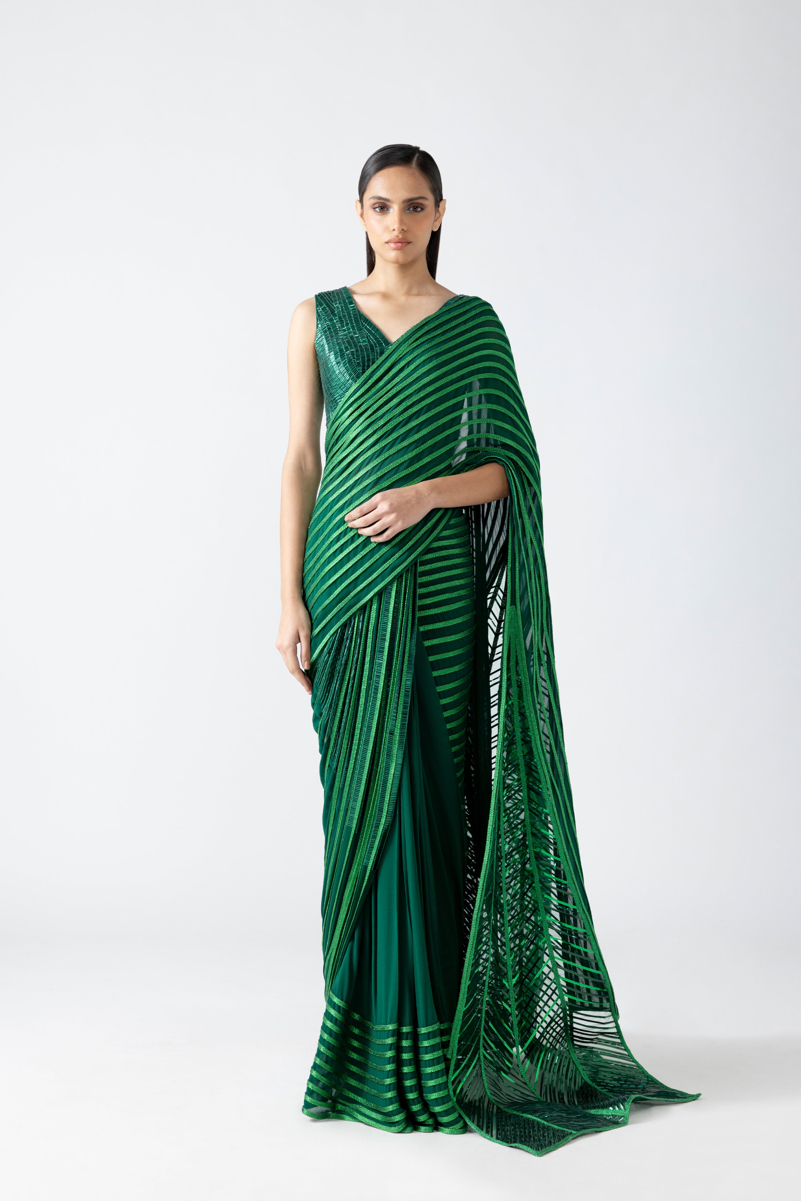 Moulded Top And Draped Saree