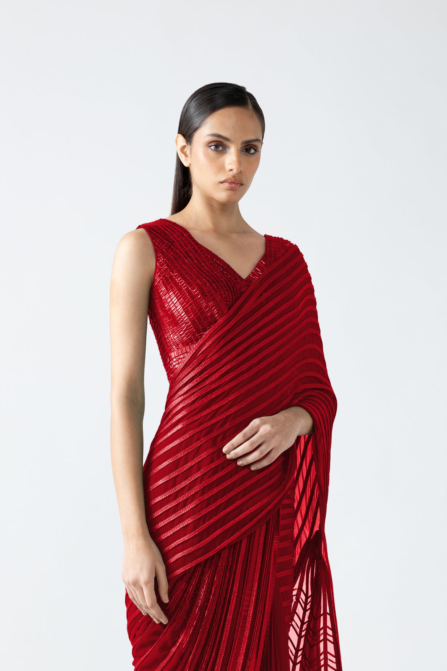 Moulded Top And Draped Saree