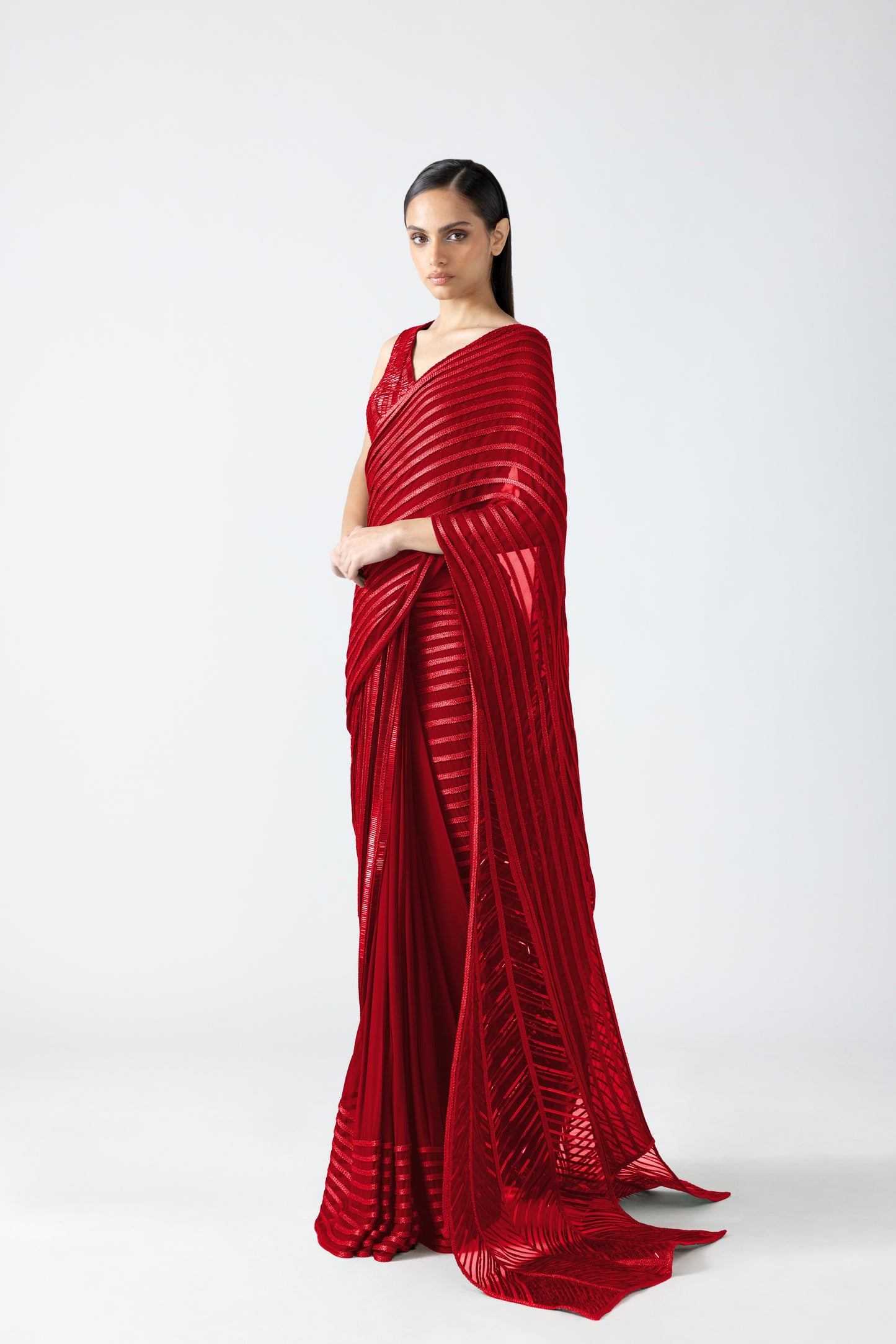 Moulded Top And Draped Saree