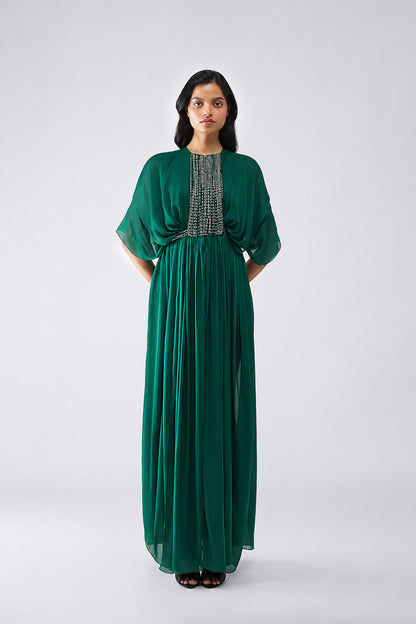 Layered Banarsi Pleated  Dress