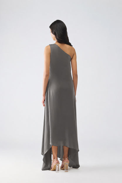 One Shoulder Crystalvein Detail Dress