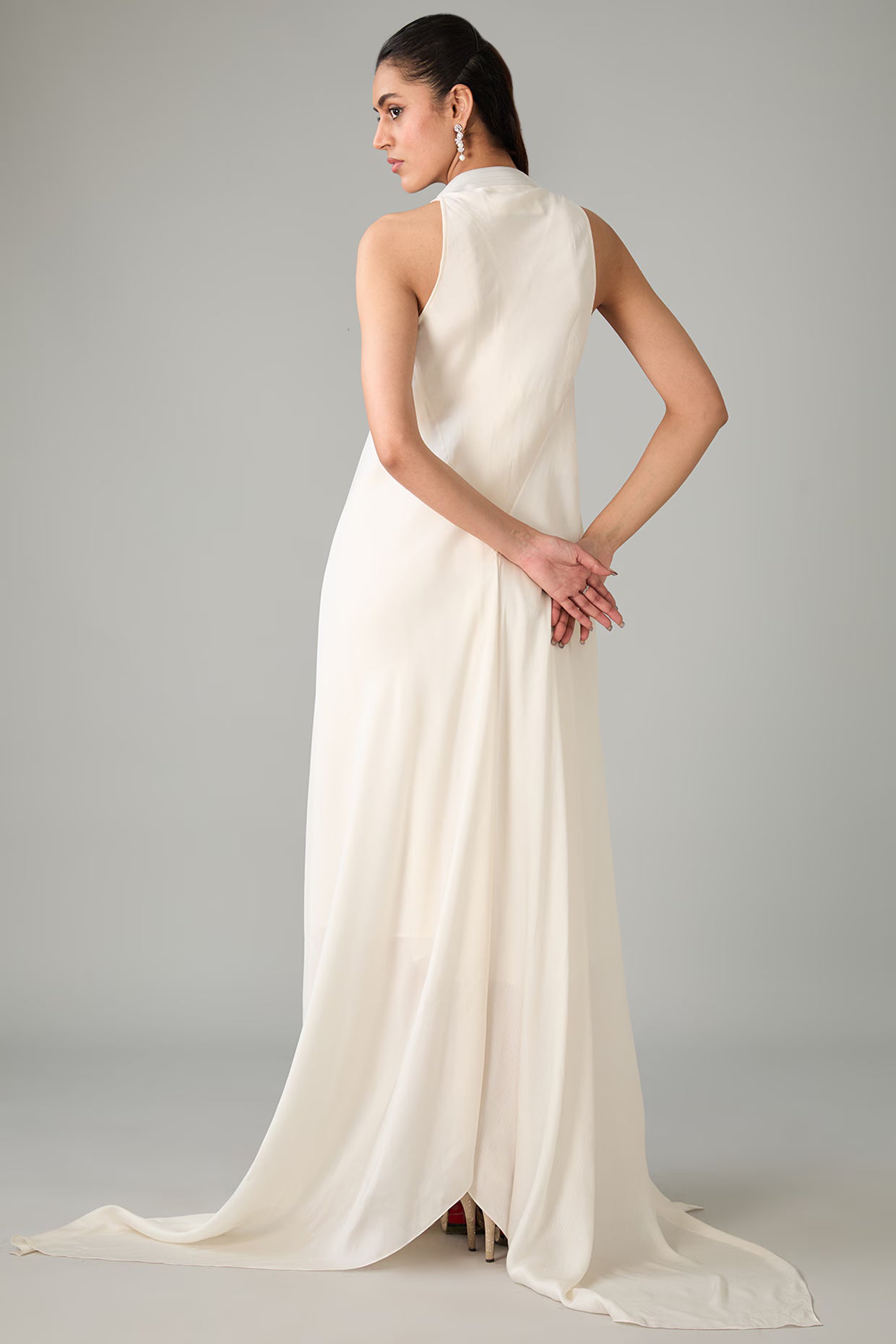 Metallic Polymer & Crepe Chiffon Dress