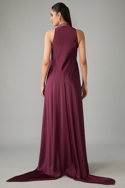 Metallic Polymer & Crepe Chiffon Dress