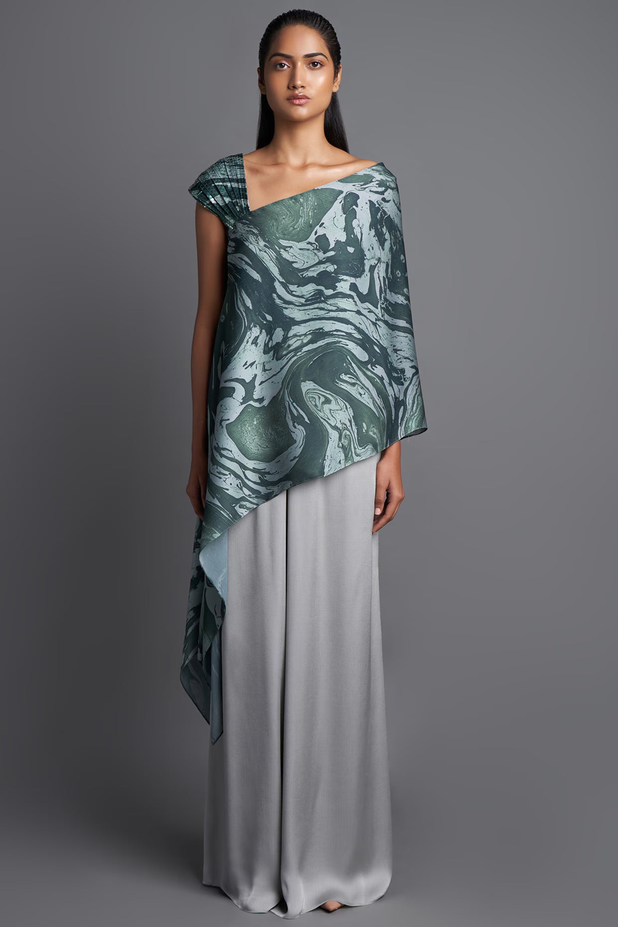 Emerald Asymmetrical Marbled Top