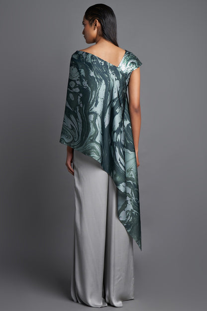 Emerald Asymmetrical Marbled Top
