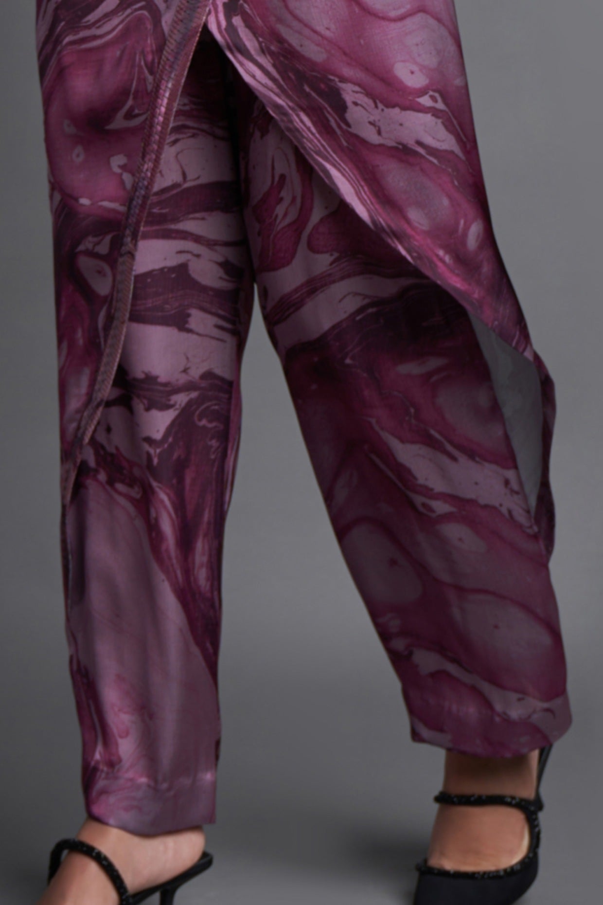 Asymmetrical Marbled Draped Jumpsuit