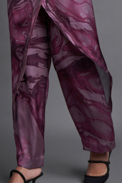 Asymmetrical Marbled Draped Jumpsuit