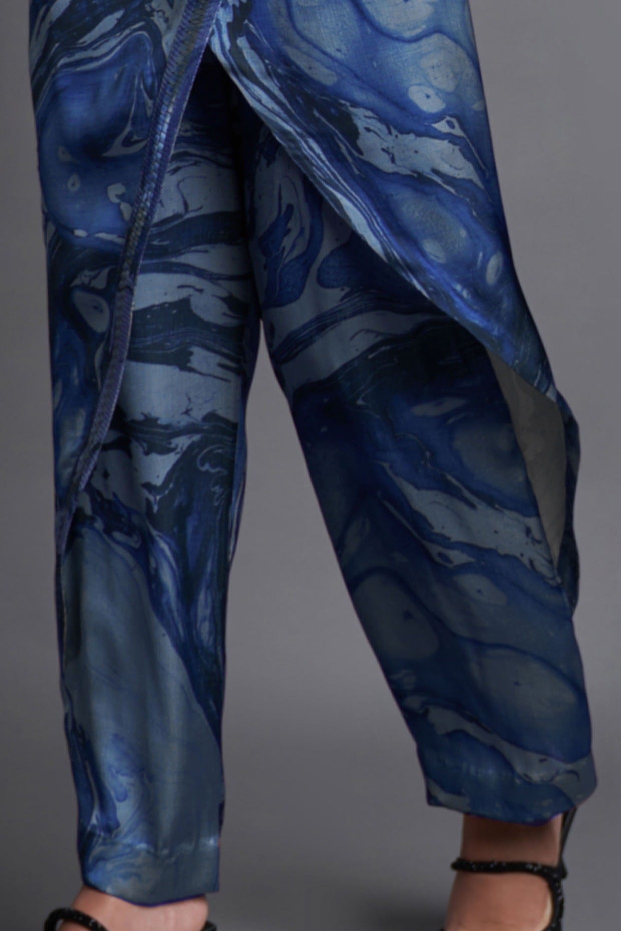 Asymmetrical Marbled Draped Jumpsuit