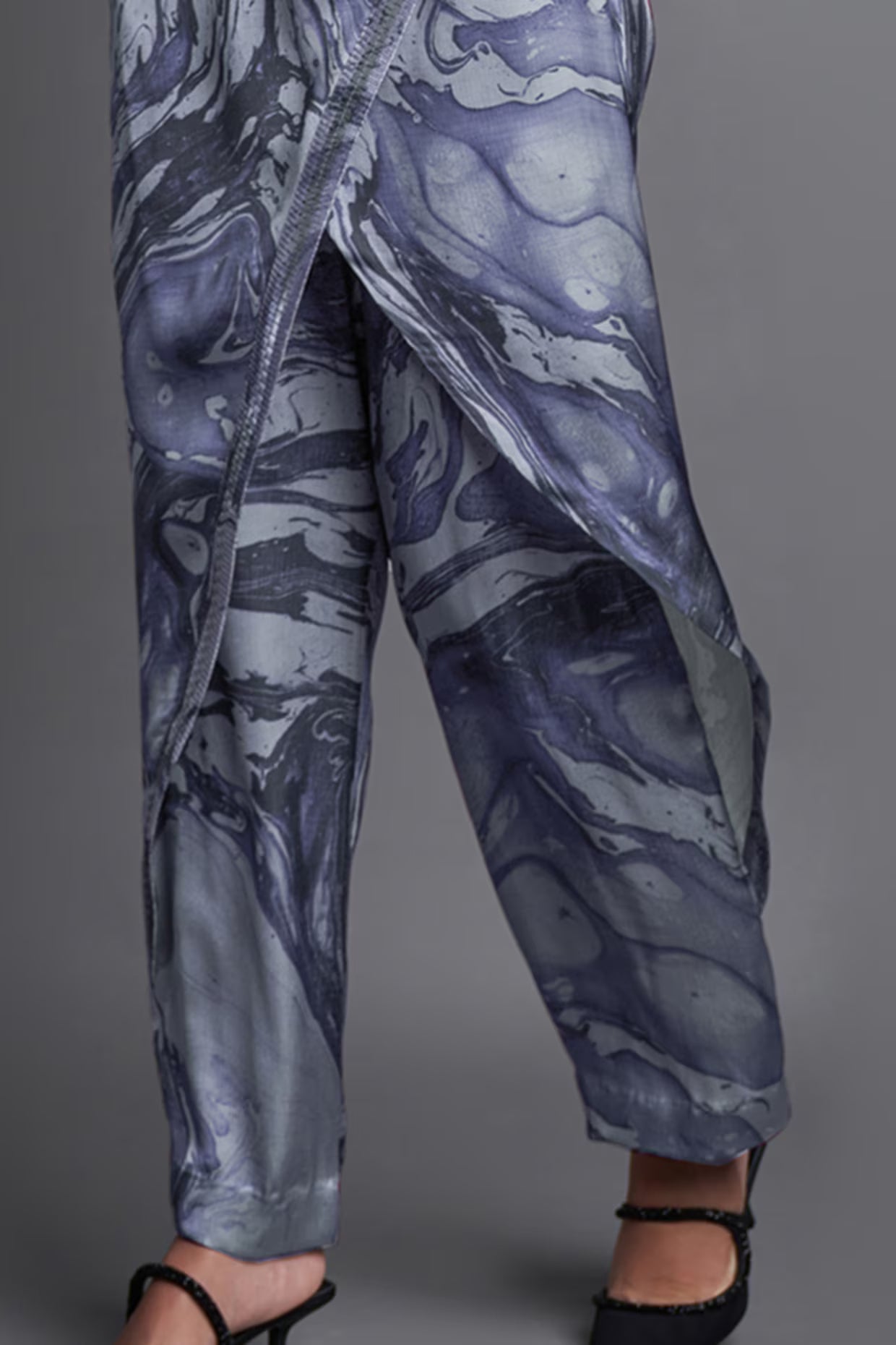 Asymmetrical Marbled Draped Jumpsuit