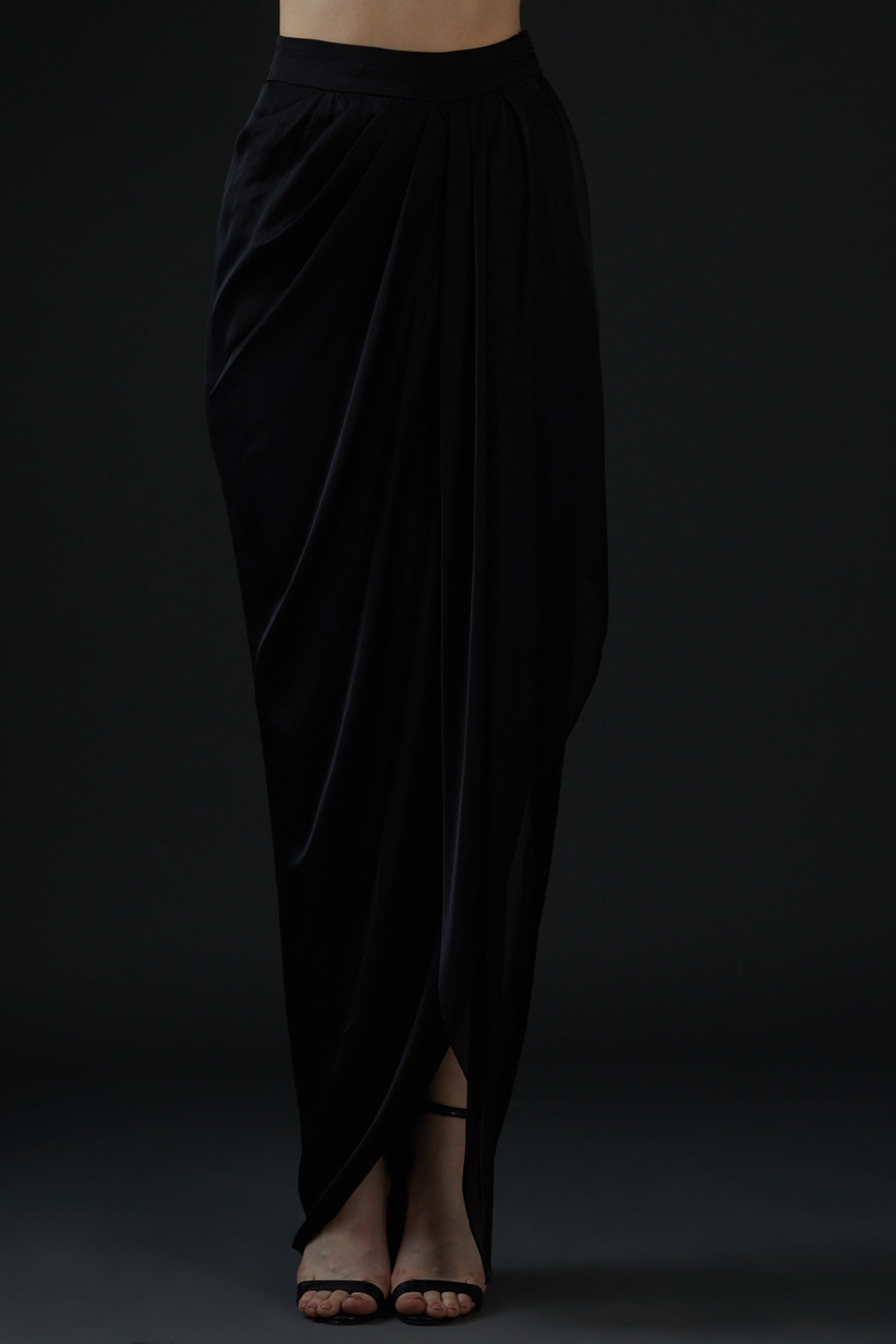 Black Viscose Georgette Skirt Set