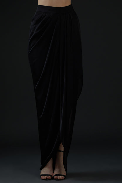 Black Viscose Georgette Skirt Set