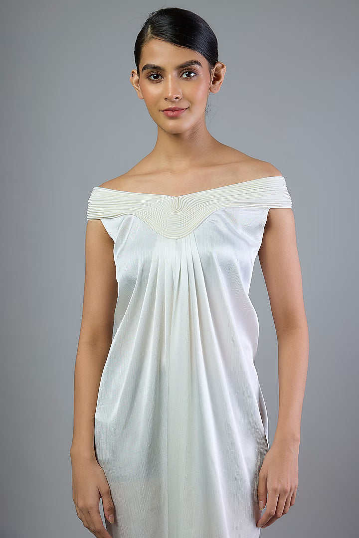 Satin Chiffon Off-Shoulder Dress