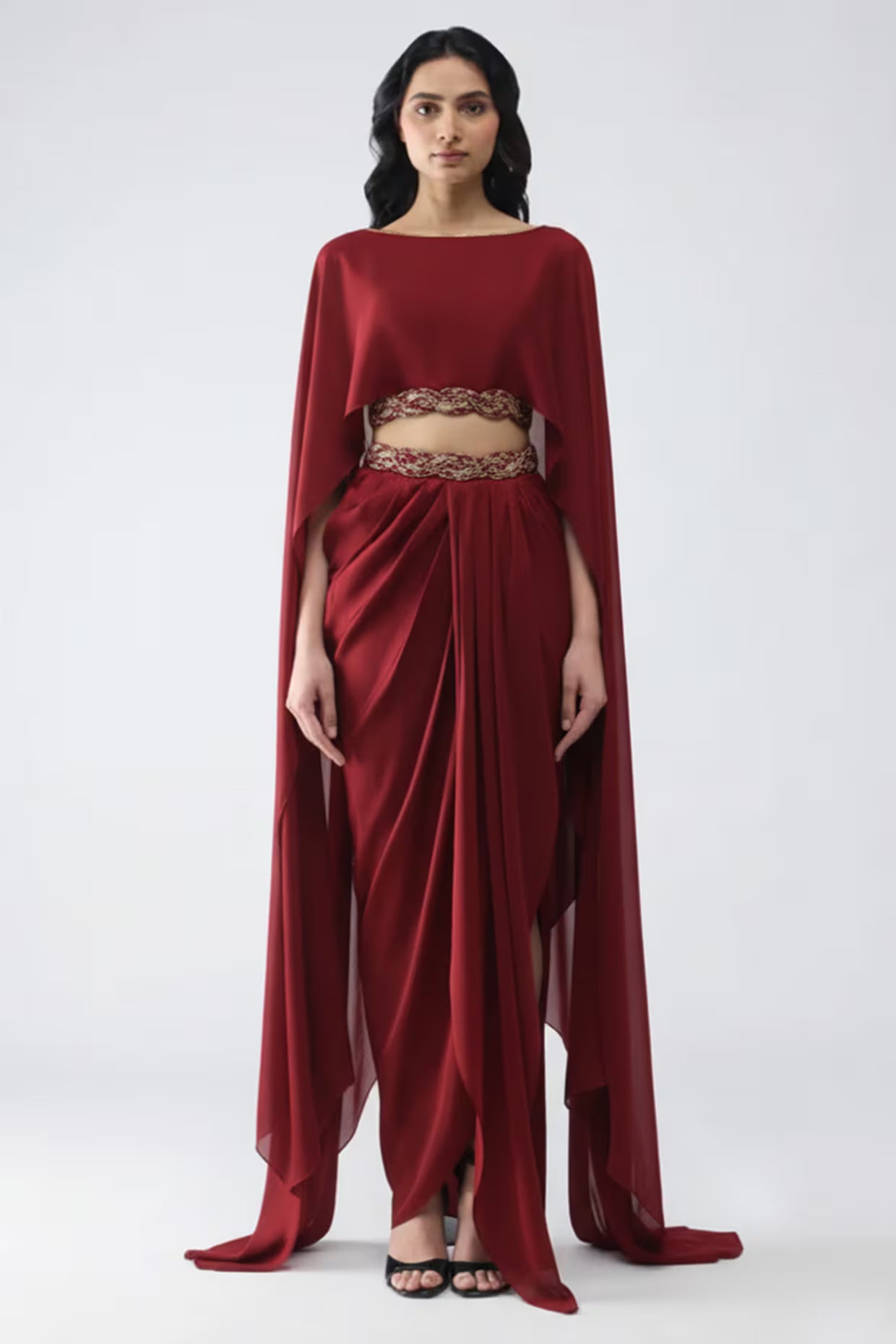 Banarsi Cropped Cape & Skirt