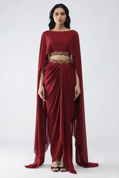 Banarsi Cropped Cape & Skirt