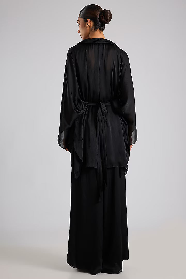 Gold Micro-Pleated Satin Chiffon Cape