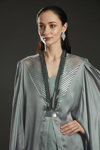 Metallic Structured Cape With Beads