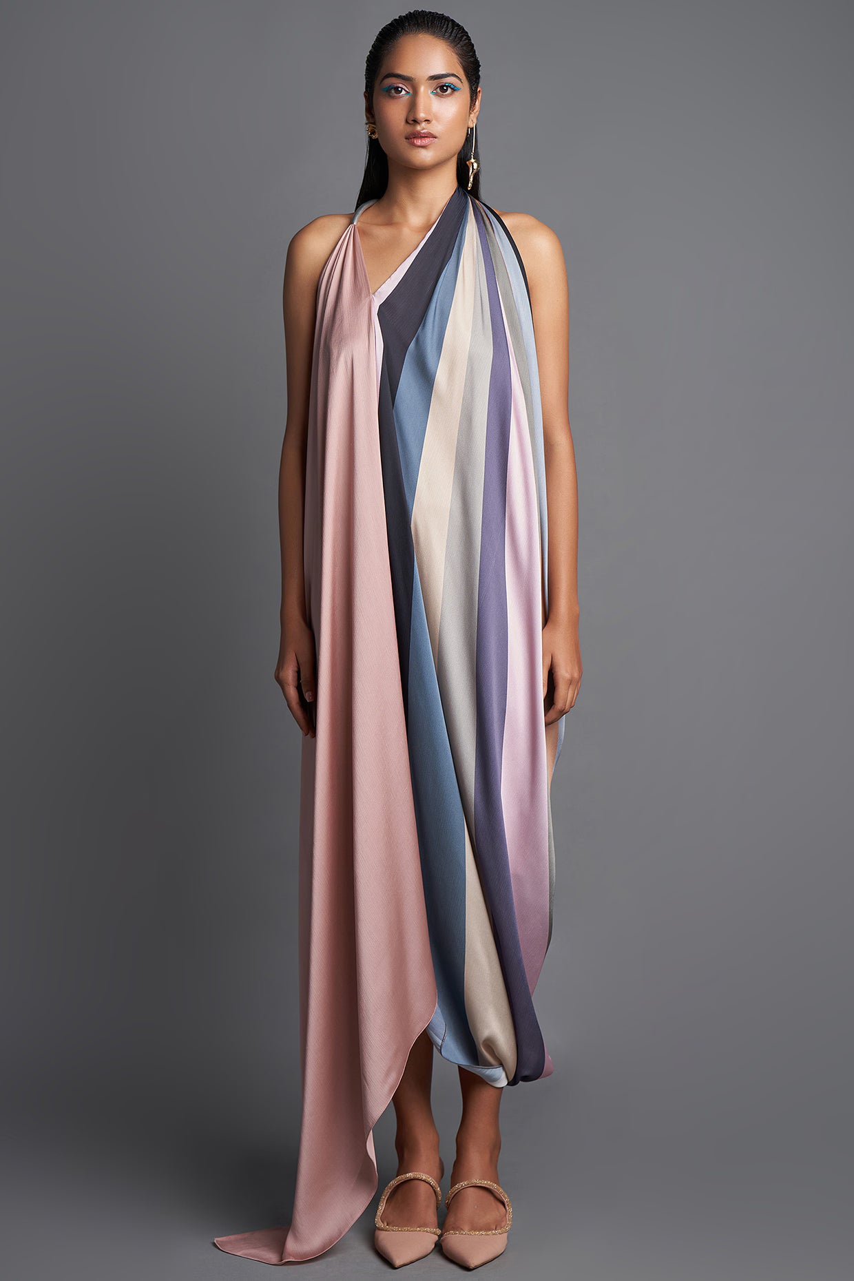 Sunray Asymmetrical Draped Dress