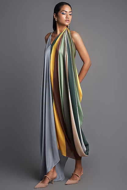 Sunray Asymmetrical Draped Dress