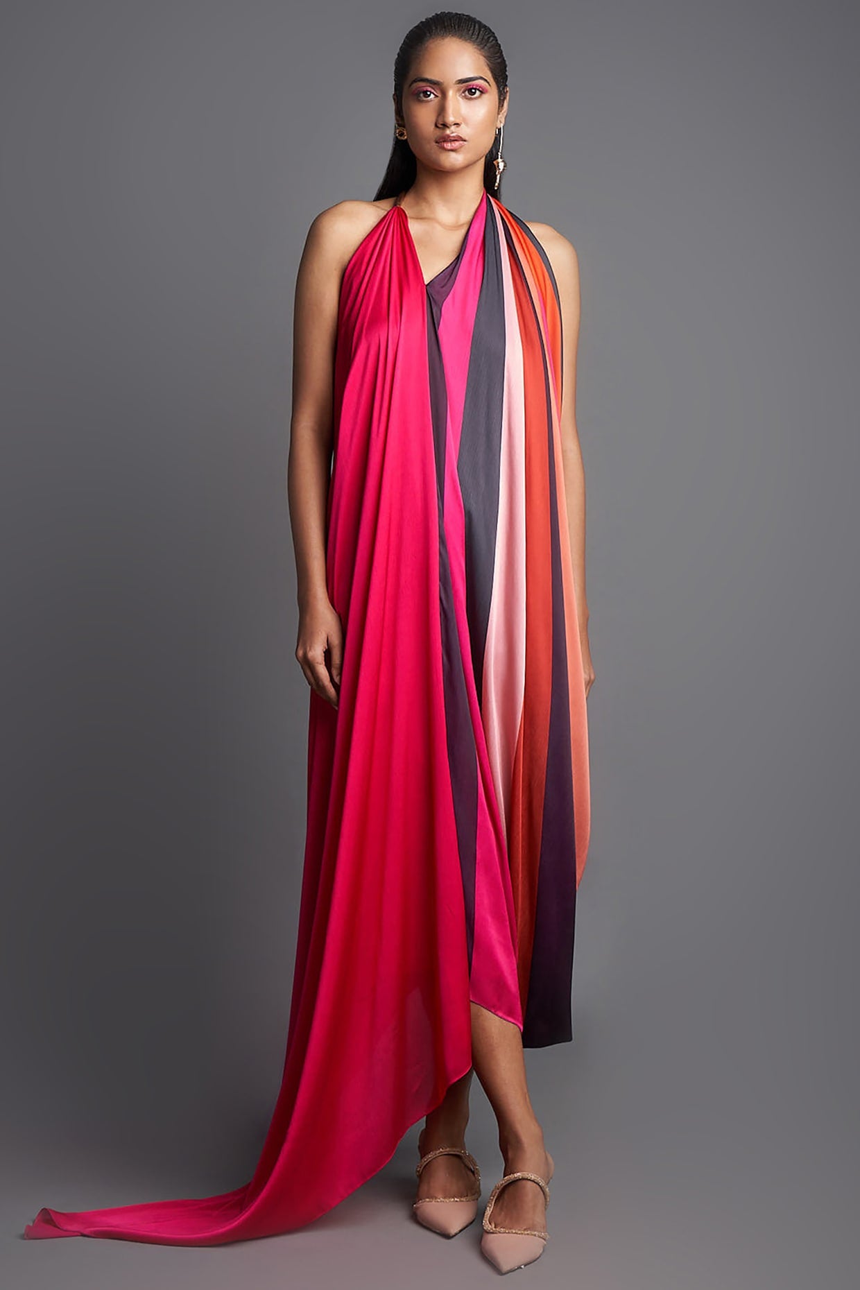 Sunray Asymmetrical Draped Dress