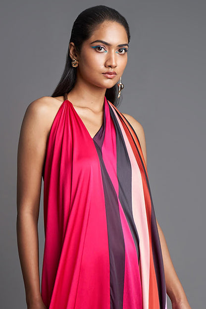 Sunray Asymmetrical Draped Dress