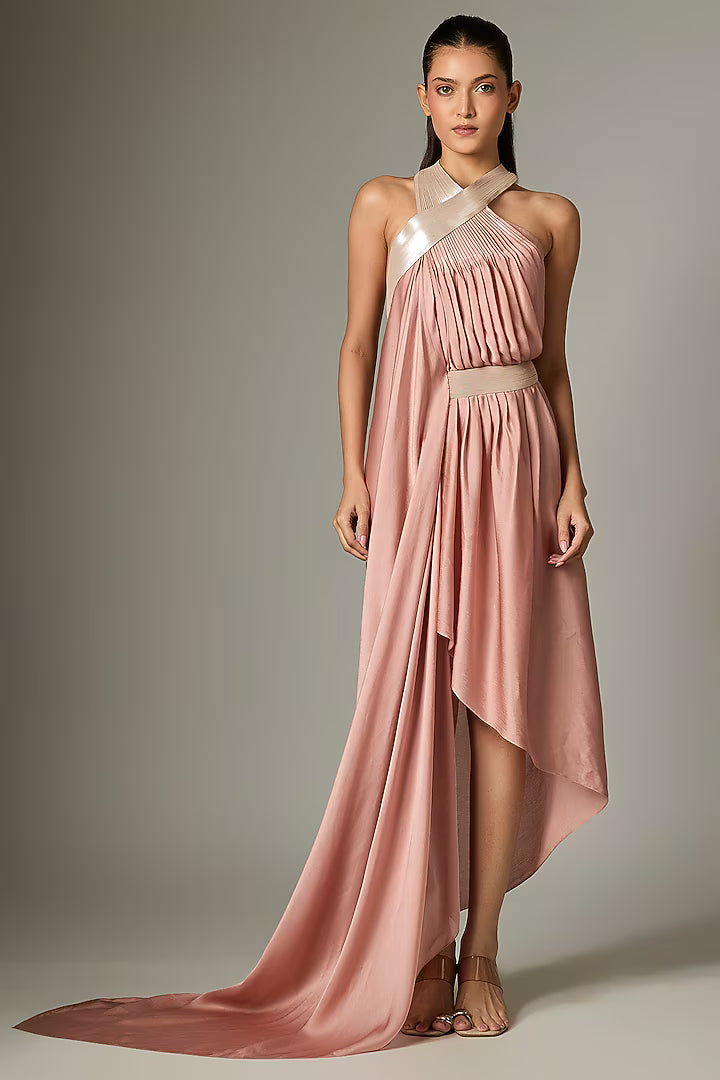 Metallic Draped Dress