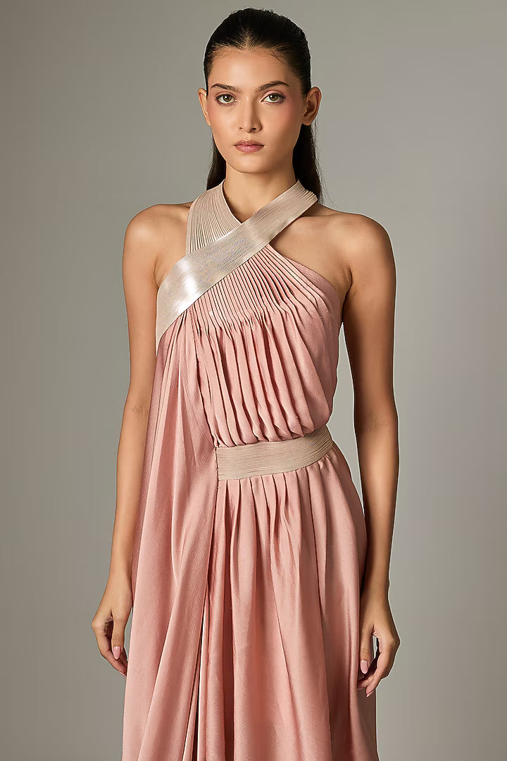 Metallic Draped Dress