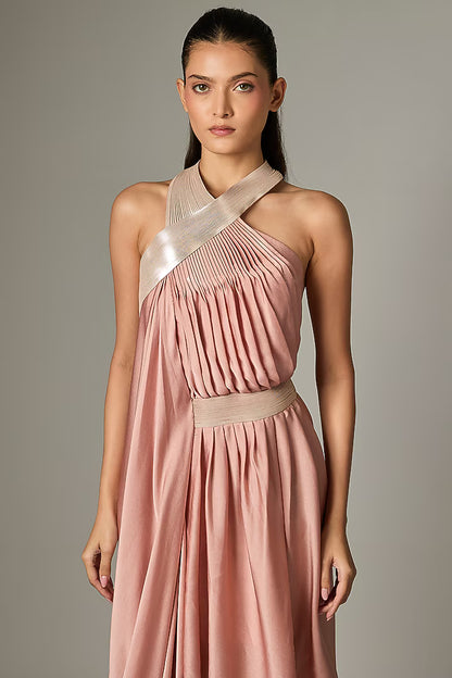Metallic Draped Dress