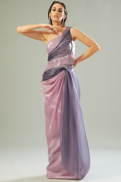 Polymer Metallic & Organza Draped Gown