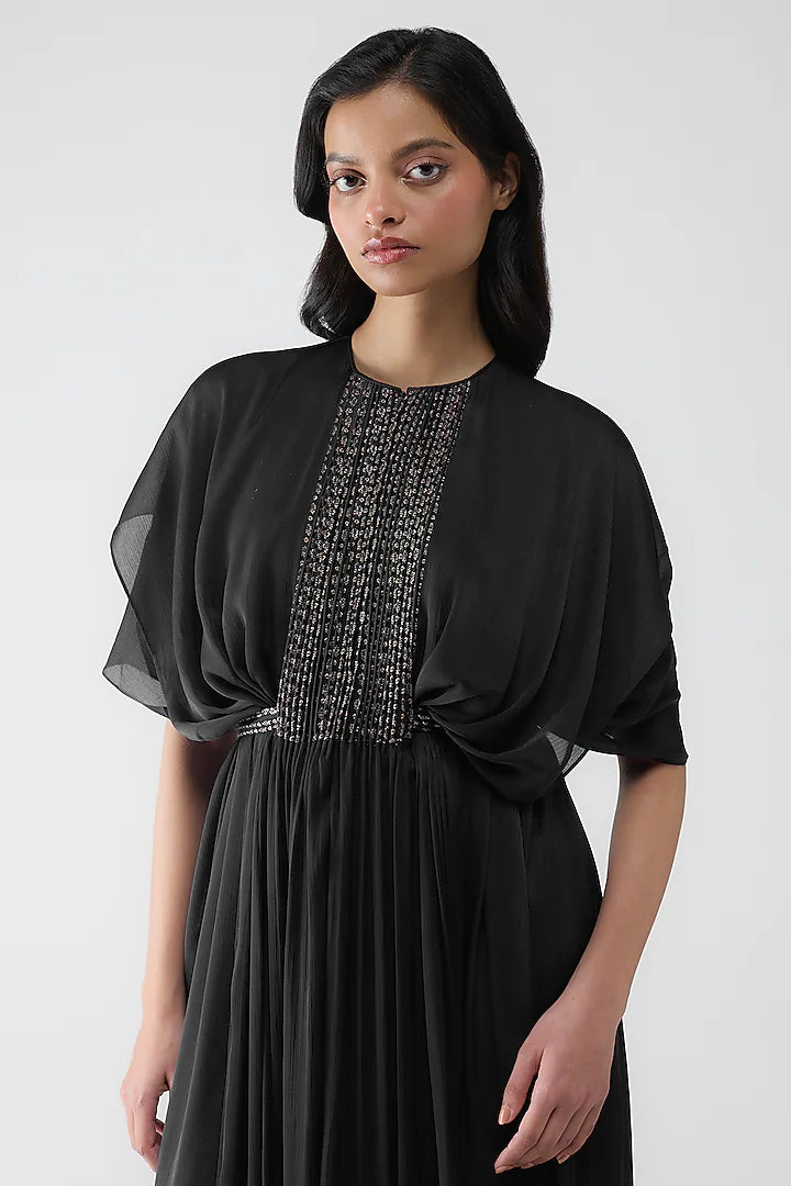 Layered Banarsi Pleated  Dress