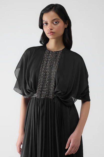 Layered Banarsi Pleated  Dress