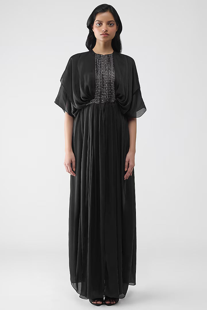 Layered Banarsi Pleated  Dress
