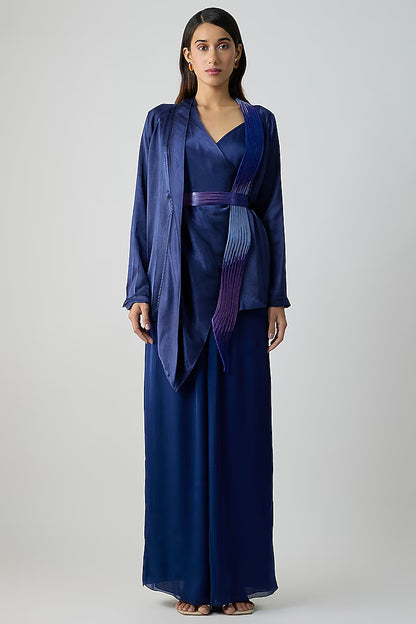 Plum Satin Chiffon Cape
