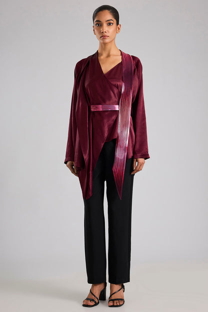 Plum Satin Chiffon Cape