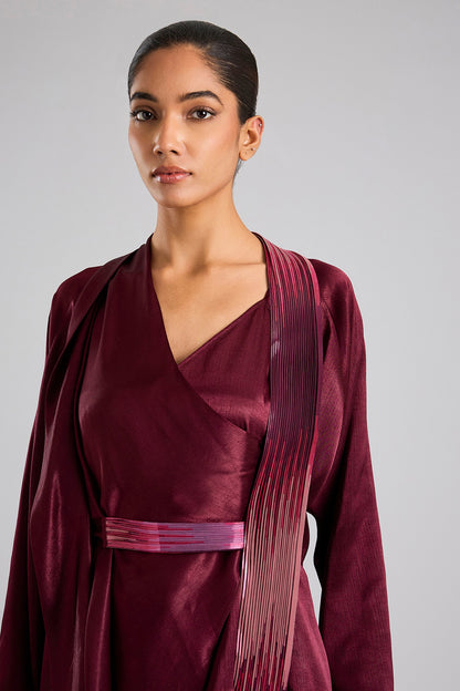 Plum Satin Chiffon Cape