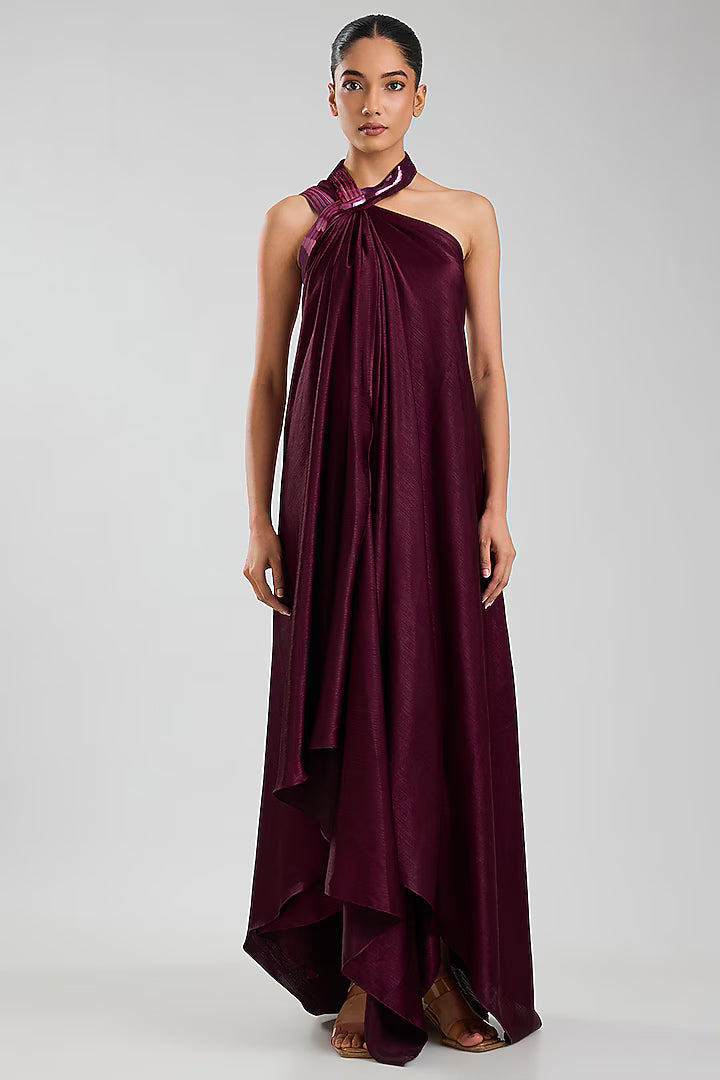 Satin Chiffon Maxi Dress