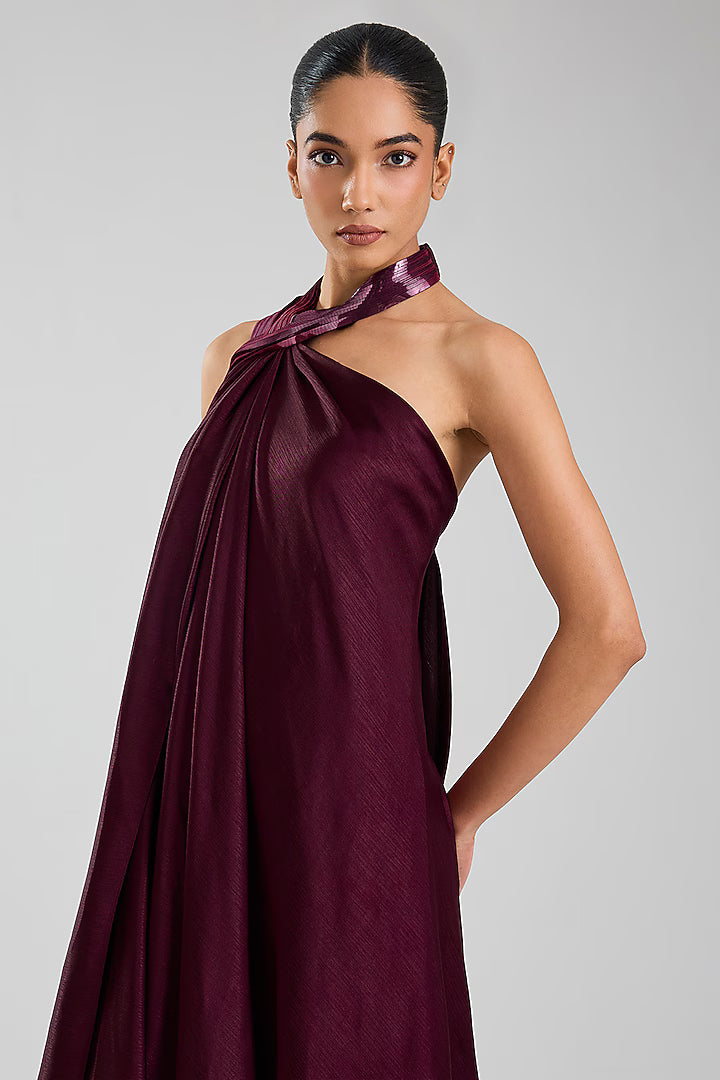 Satin Chiffon Maxi Dress