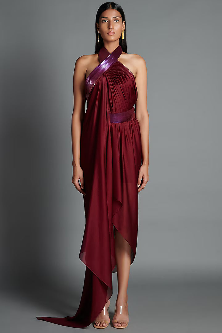 Metallic Draped Dress