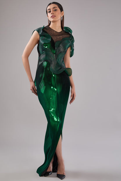 Metallic Structured 3D Gown