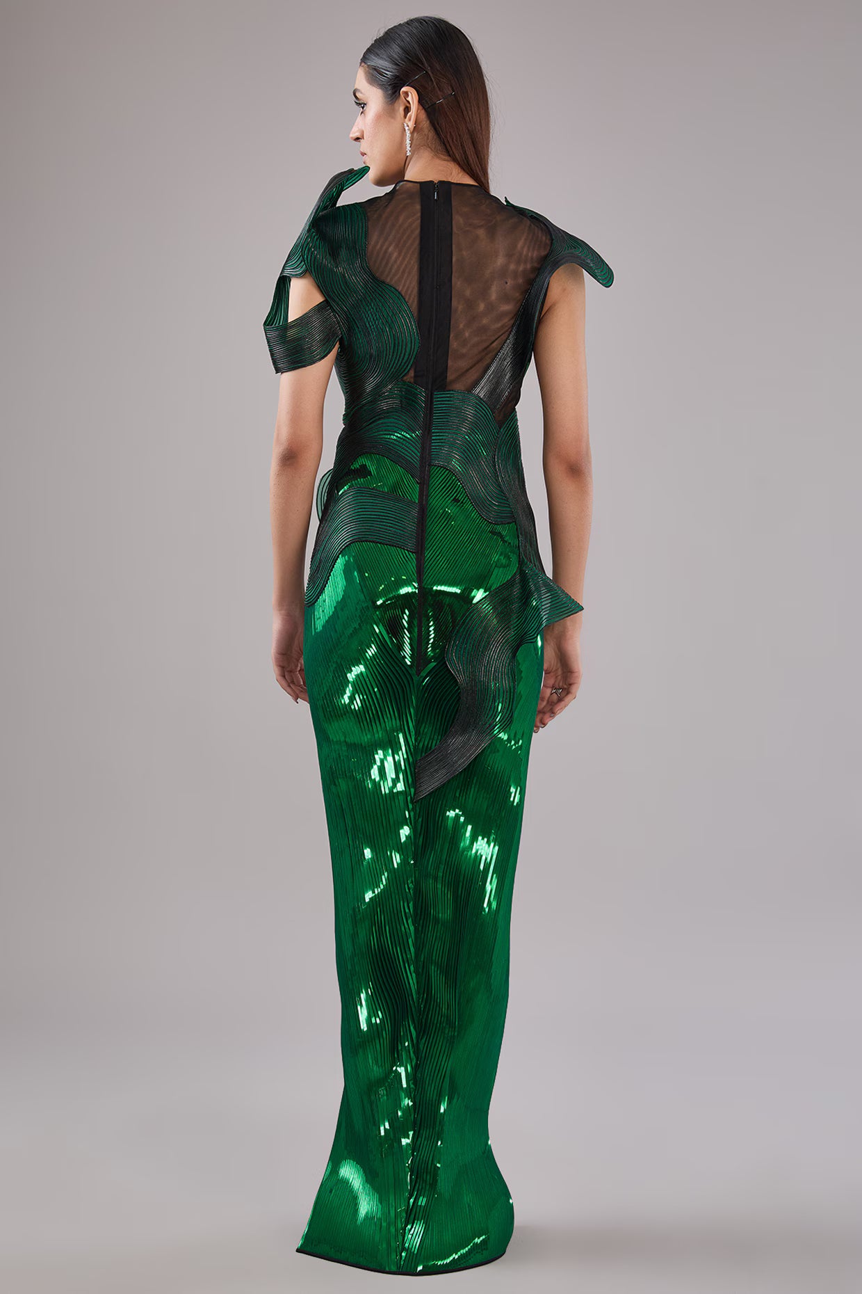 Metallic Structured 3D Gown