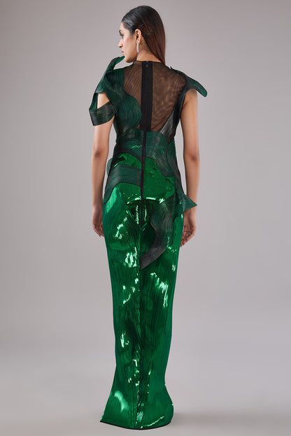 Metallic Structured 3D Gown
