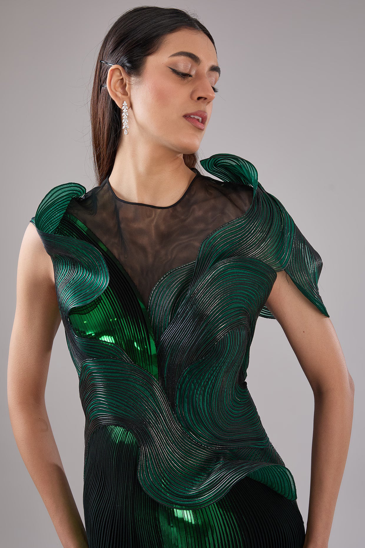 Metallic Structured 3D Gown