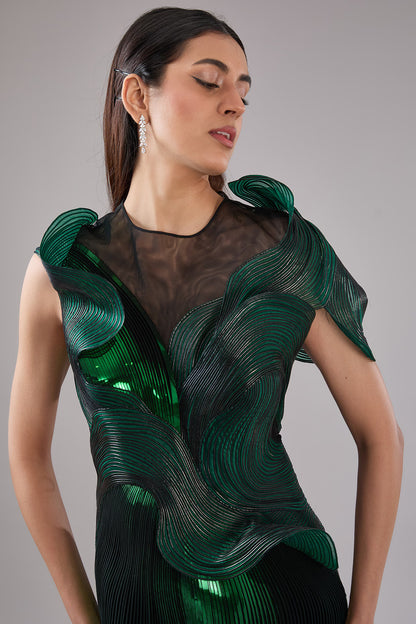 Metallic Structured 3D Gown