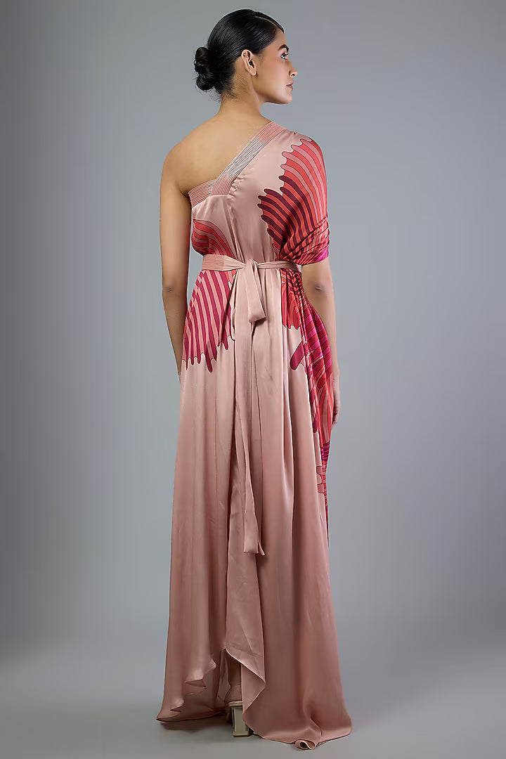 Satin Chiffon Printed Maxi Dress