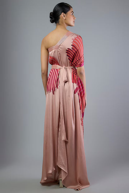 Satin Chiffon Printed Maxi Dress