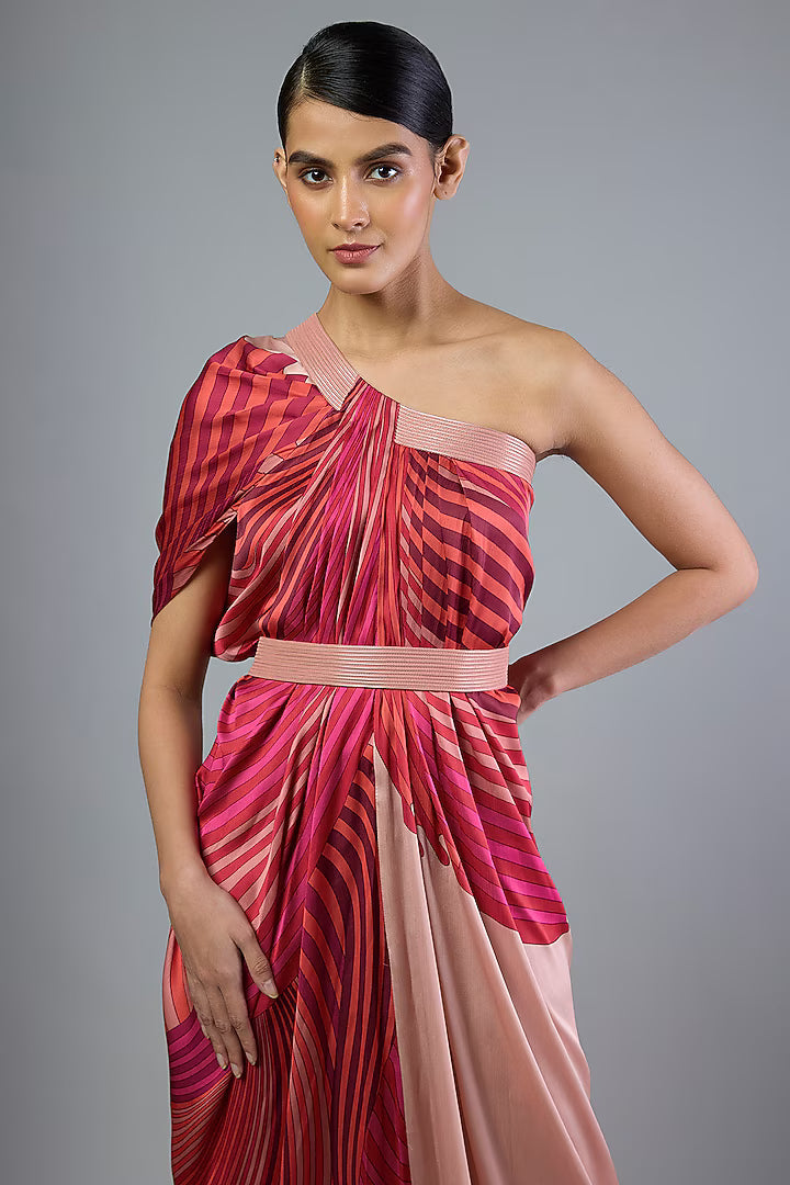 Satin Chiffon Printed Maxi Dress