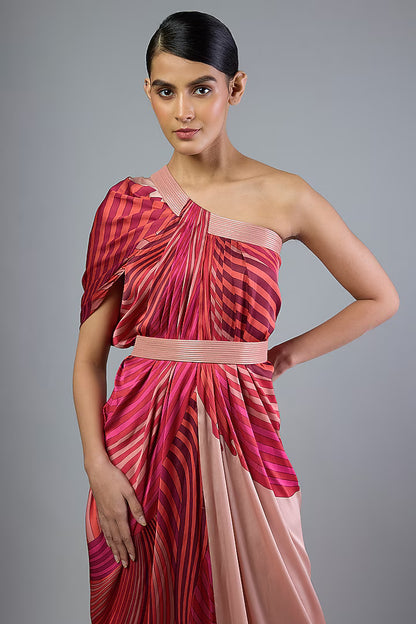 Satin Chiffon Printed Maxi Dress
